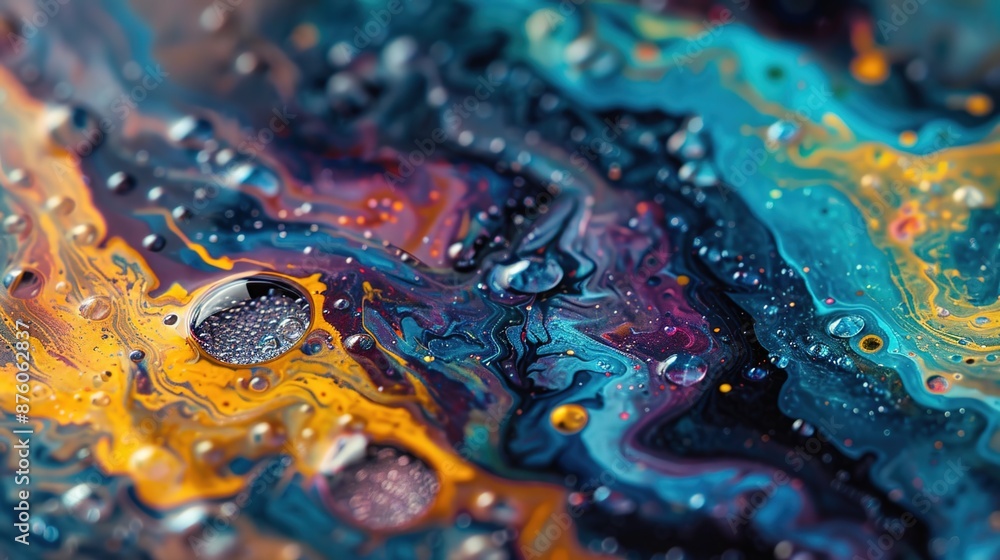 Poster vibrant macro abstract art print with intricate details captured in close-up shot