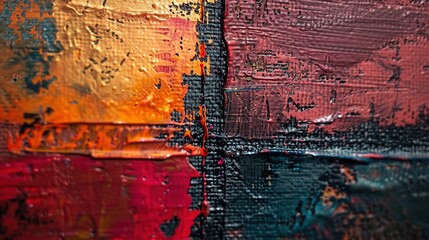 Obraz premium Layers of Color: Close-up Abstract Painting Texture with Depth