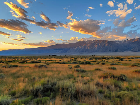 The Owens Valley Radio Observatory run by Caltech near Big Pine California at sunset 