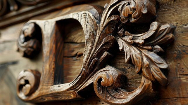 Carved wood letter "D" for decoration
