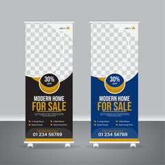Obraz premium Marketing banner templet, real estate roll up banner for home sale. 