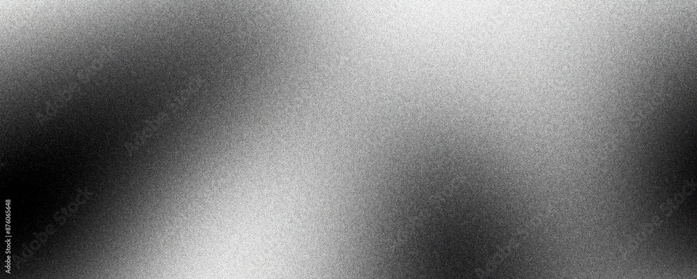 Wall mural black and white grainy textured banner header backdrop with gradient noise.