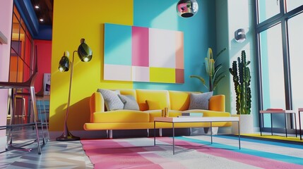 Contemporary Minimalist Interior Design with Vibrant Colors