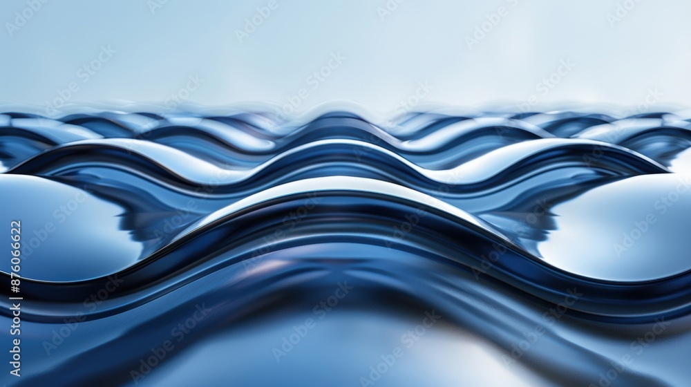 Aufkleber abstract image of metallic waves with a reflective surface, creating a smooth and futuristic aesthet