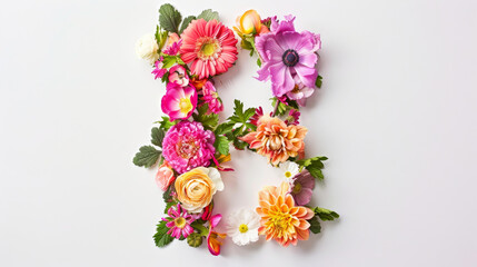 Obraz premium Create unique decorations with real flowers arranged in the shape of letters. This collection of vibrant flower fonts is perfect for spring, summer, and other special occasions.