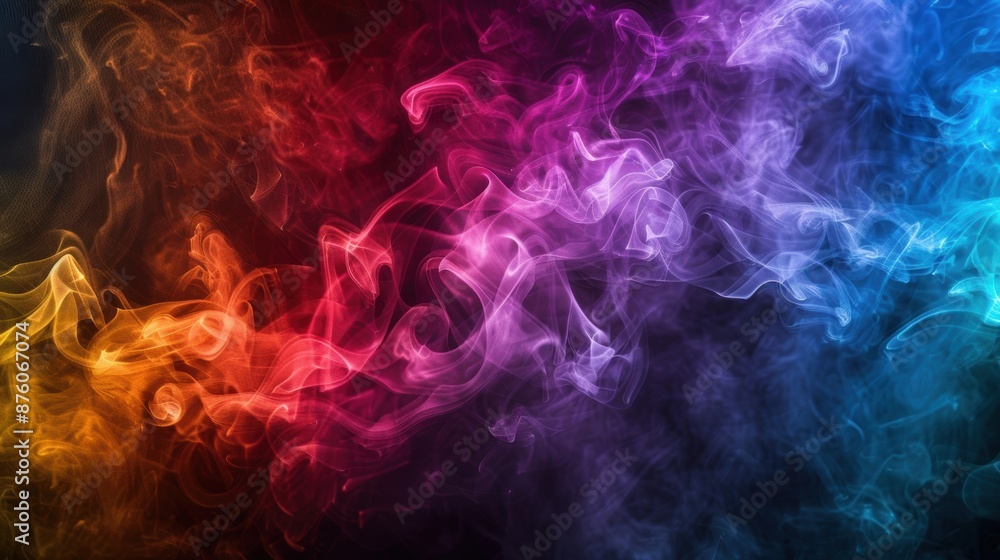 Poster vibrant swirls of colorful smoke creating dynamic abstract patterns, perfect for artistic and creati