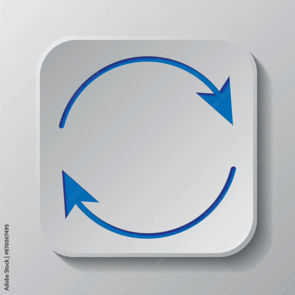 Poster loading simple icon vector. flat design. paper cut design. cutted blue symbol with shadow. gray badg