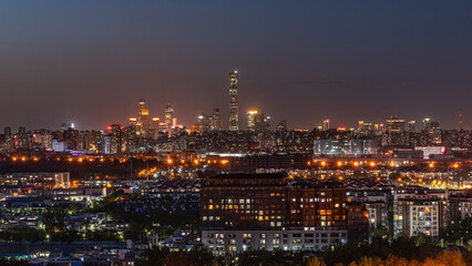 China Beijing CBD urban buildings night scene lighting