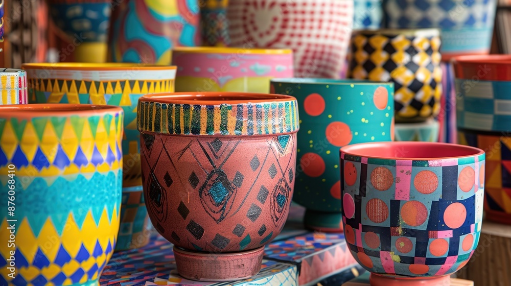Poster vibrant colors and patterns: close-up interior objects