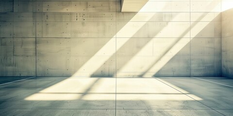 Minimalist Concrete Wall with Sunlight Shadows. Generative ai