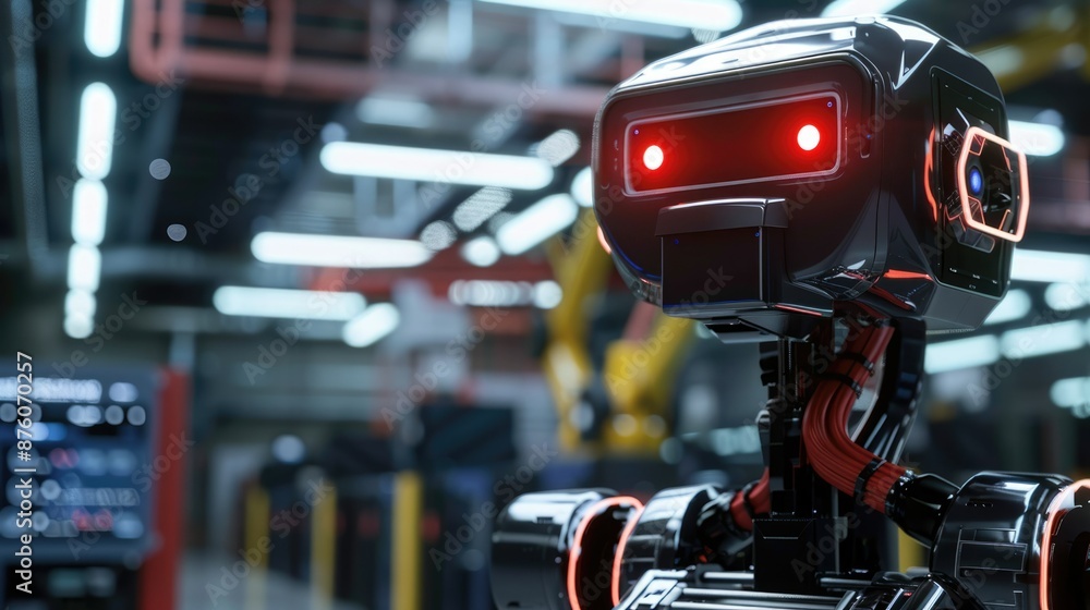 Poster a modern robotic arm in a neonlit lab represents advanced technology and innovation in robotics and 