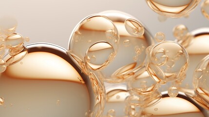 Abstract Visualization of Golden Transparent Bubbles