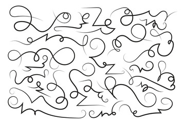 
Curly swirl decorative swishes, Hand drawn calligraphy lettering ornate strokes, flourish swirling squiggle Highlight Swoosh typography text elements. Pen Filigree flourishes vintage scrolls
