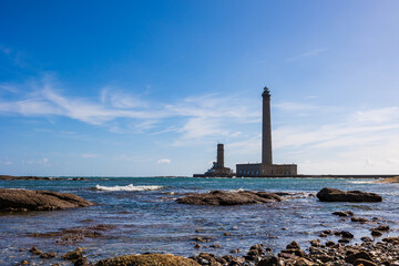 Phare de Gatteville, sur la Pointe de Barfleur, depuis les rochers le long de la Route du Phare