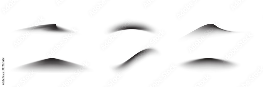 Poster realistic shadows of different shapes vector set. collection of shadow effects with blurred soft edg