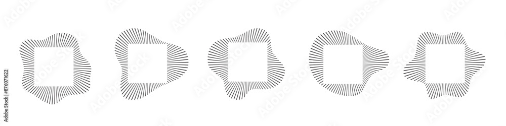 Poster circular sound waves. abstract circular lines pattern. music audio bursts. ring of thin rays with wa