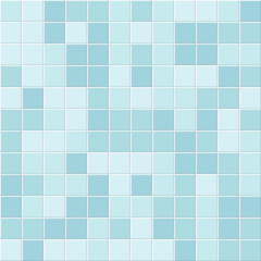 Blue white mosaic bathroom brick tile. Wall and floor in bath seamless background. Ceramic tiled grid pattern. Realistic 3d vector illustration