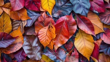 Fototapeta premium Autumn Love: Heart-shaped Macro of Colorful Fall Leaves Embracing Seasonal Romance