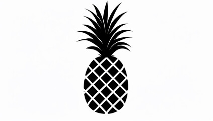 Pineapple black silhouette on a white background, a simple design with high contrast in a minimalistic and graphic style using simple shapes and flat colors. 