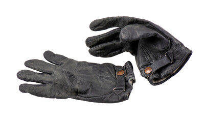 black leather gloves isolated