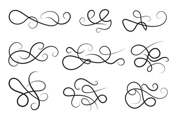 
Curly swirl decorative swishes, Hand drawn calligraphy lettering ornate strokes, flourish swirling squiggle Highlight Swoosh typography text elements. Pen Filigree flourishes vintage scrolls
