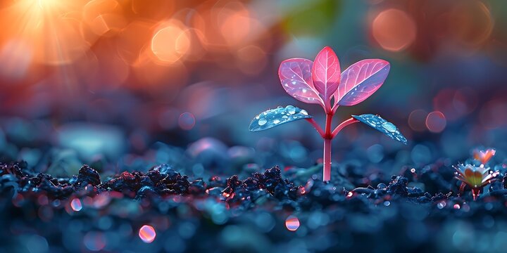 A photostock abstract background with a sprout and light pastel colors