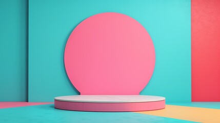 Modern machinery stage and podium mockup using colorful opposite colors ideal for dynamic and engaging visuals for tech-themed advertising presentations and marketing materials. Clean and Clear