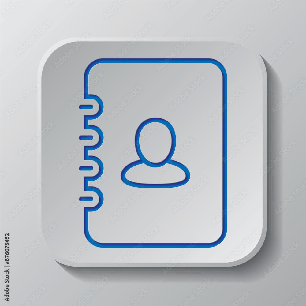 Poster notebook simple icon vector. flat design. paper cut design. cutted blue symbol with shadow. gray bad