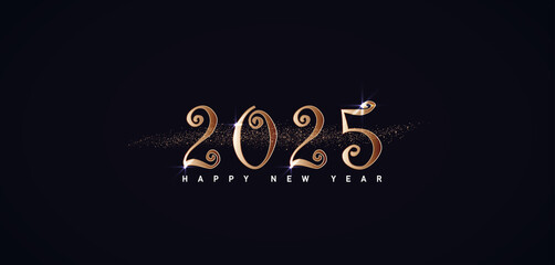 Gold text on black background reading Happy New Year