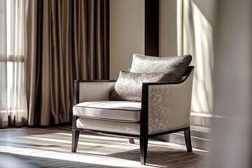 A chic, stylish room featuring a modern armchair and sophisticated decor, making it an ideal wallpaper or background for any use