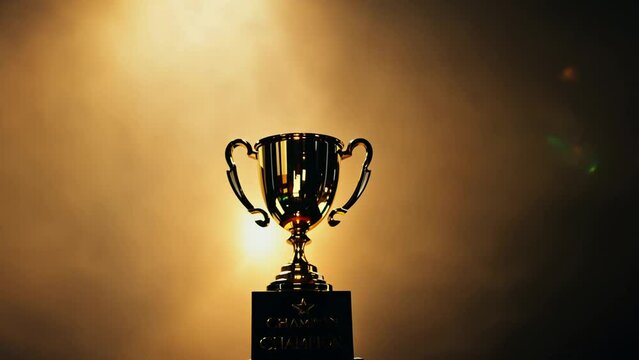 Golden Trophy Against Golden Background Generative AI