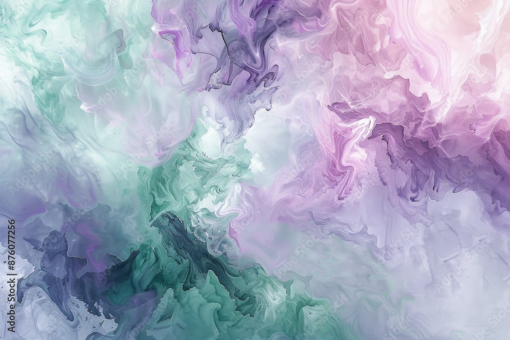 Poster abstract fluid art showcases a gentle blend of soft and pastel shades creating a harmonious and flow
