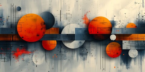 Abstract composition with geometric shapes in muted tones