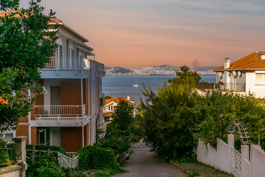 View on the sea from the island of Kinaliada near Istanbul