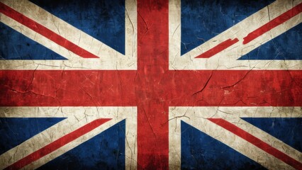 Vintage British Union Jack Flag with Weathered Texture