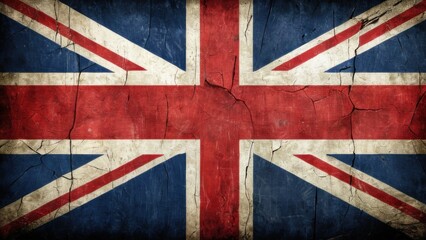 Fototapeta premium Vintage British Union Jack Flag with Weathered Texture