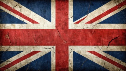 Fototapeta premium Vintage British Union Jack Flag with Weathered Texture