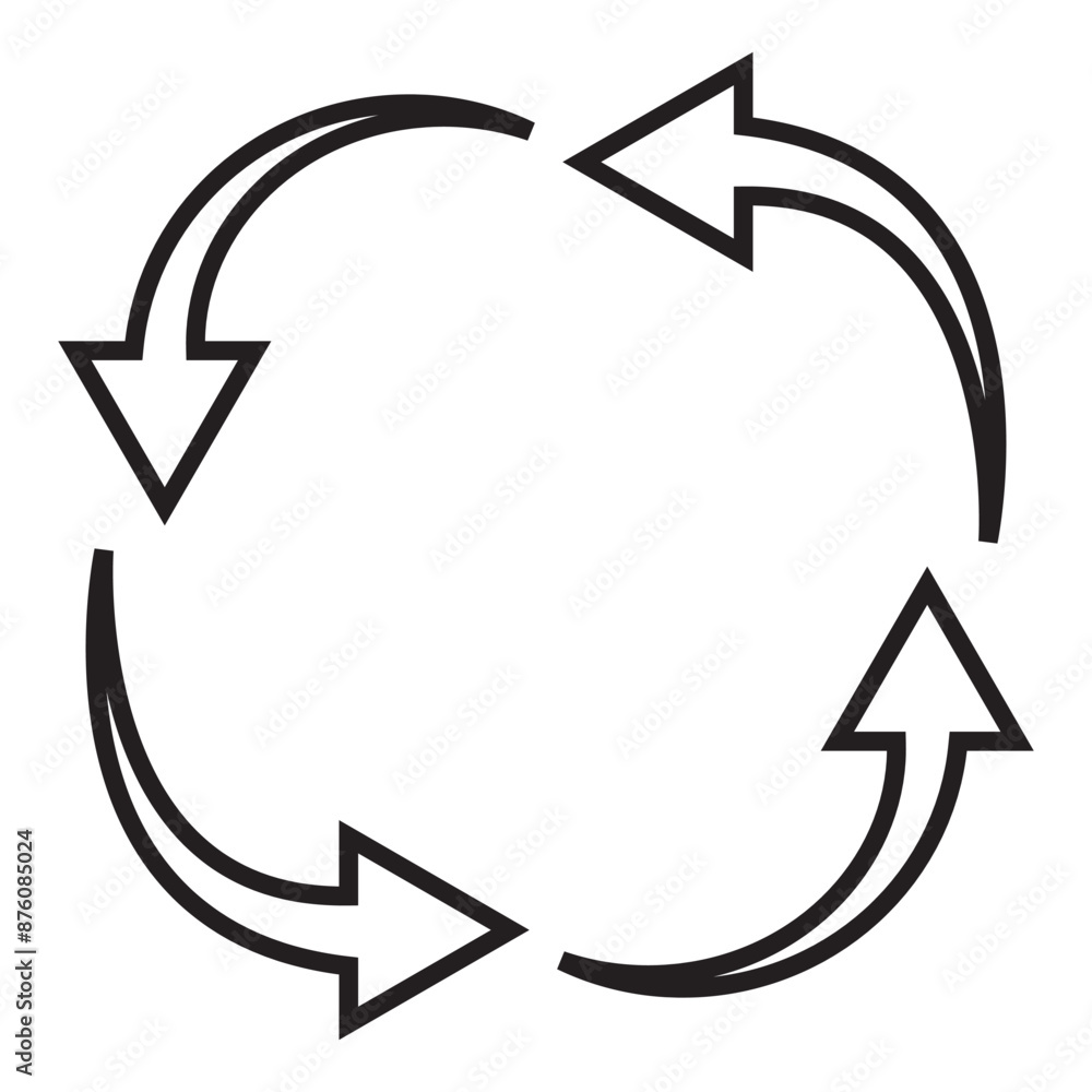 Poster curve arrow, recycle, refresh icon isolated on white background. curved arrow icon, vector. set of f