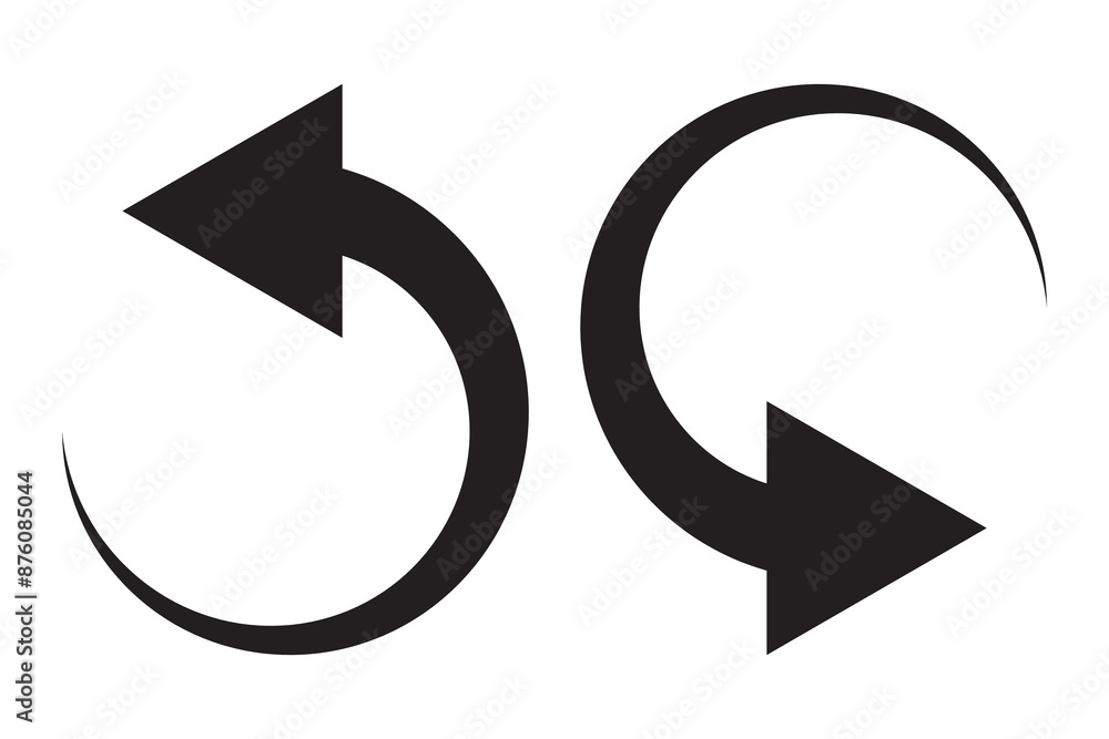 Poster curve arrow, recycle, refresh icon isolated on white background. sharp curved arrow icon, vector. bl