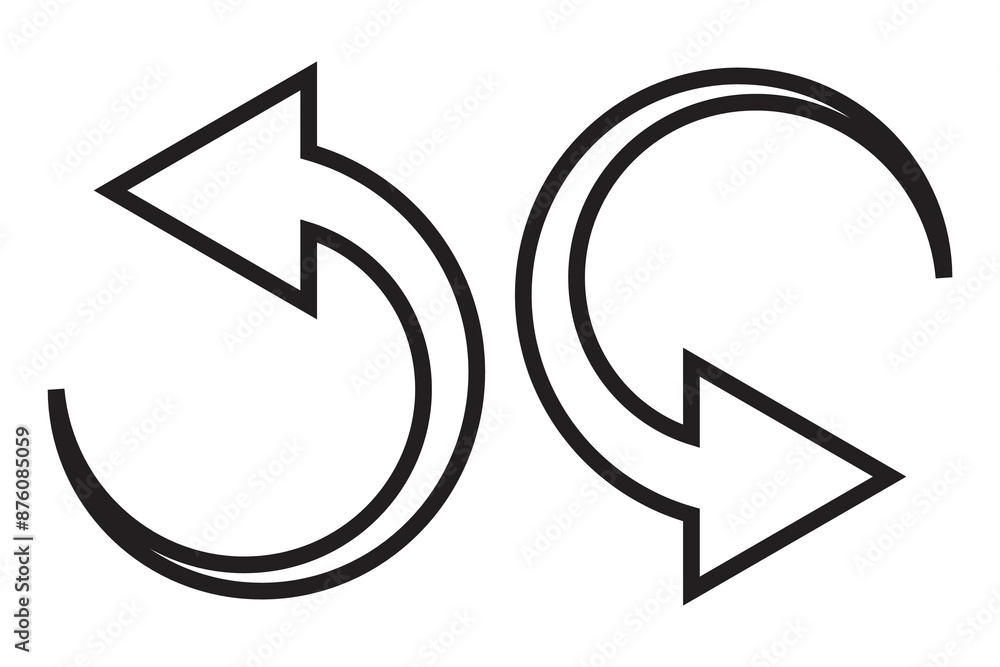 Poster recycle, refresh, curve arrow icon isolated on white background. sharp curved arrow icon, vector. bl