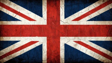 Fototapeta premium Vintage British Union Jack Flag with Weathered Texture
