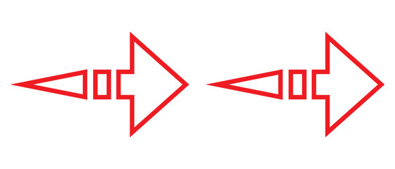 Abstract red arrow, Arrow icon, vector collection with stroke line. Direction Arrows vector set. Mega set of arrow vector. Modern simple arrows. Vector illustration. Set of arrows vector.