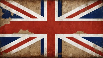 Fototapeta premium Vintage British Union Jack Flag with Weathered Texture