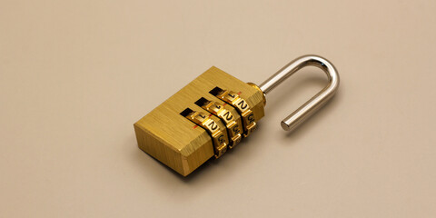 3 digit combination padlock with copy space