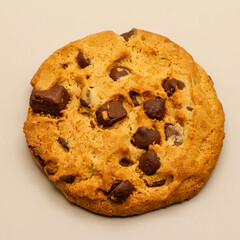 Single chocolate chip cookie isolated