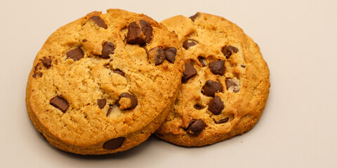 two Chocolate chip cookies isolated