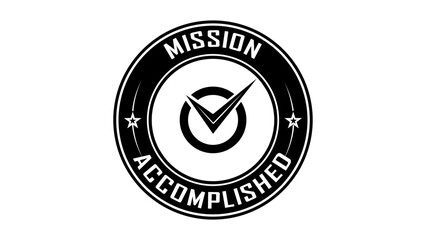 Mission Accomplished stamp, black isolated silhouette