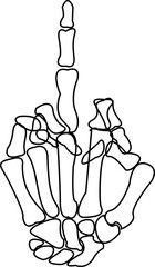 Isolated Middle Finger Sign Skeleton Hand. Trendy, Comic, Gothic, Halloween Illustration for Posters and Prints, Stickers, and Tattoos. Anatomy of Evil.