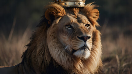Fototapeta premium Majestic Lion with Crown