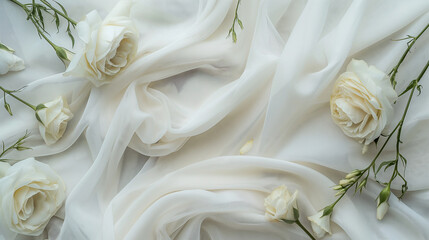 A white fabric with white flowers on it
